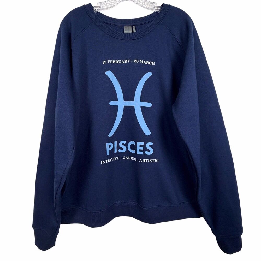 Anthropologie Pisces Zodiac Sweatshirt Navy Catherine O'Sullivan Size XL